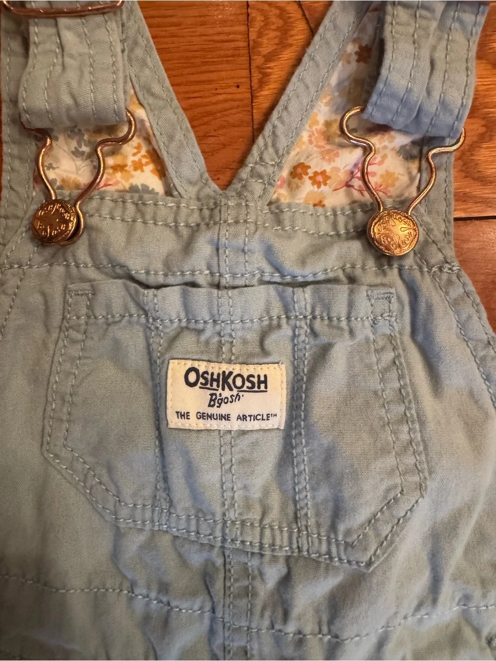 OshKosh B’gosh Baby Overalls 18 Months Light Blue Floral Lined EUC